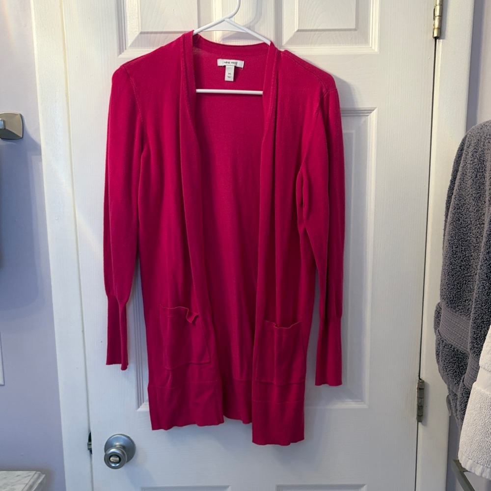 Nine West Women's Pink Open Cardigan Sweater - Size M